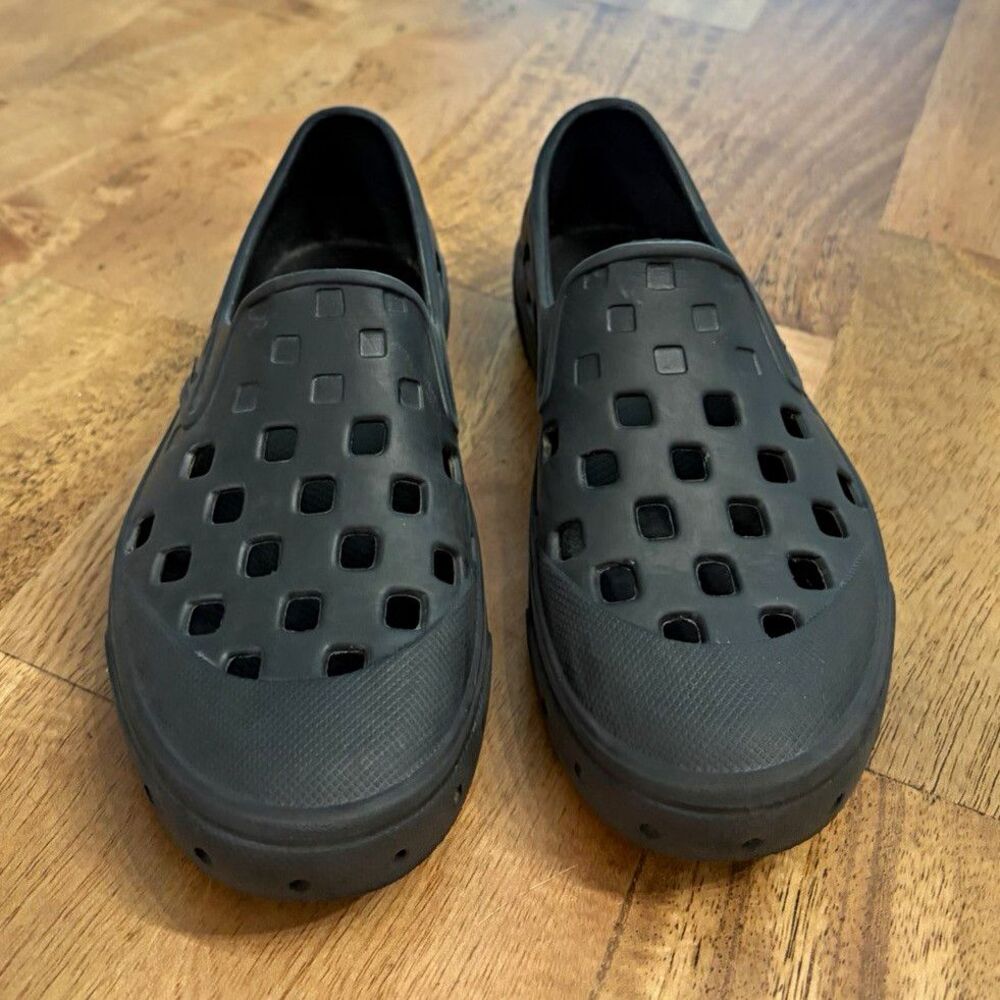 Vans Black Slip-On Clog Sandals w/ Ventilation Holes, Logo Accent